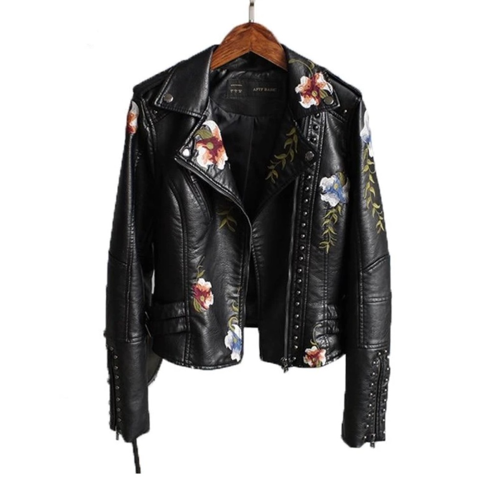 BLANK NYC Faux Leather Jacket Floral Print